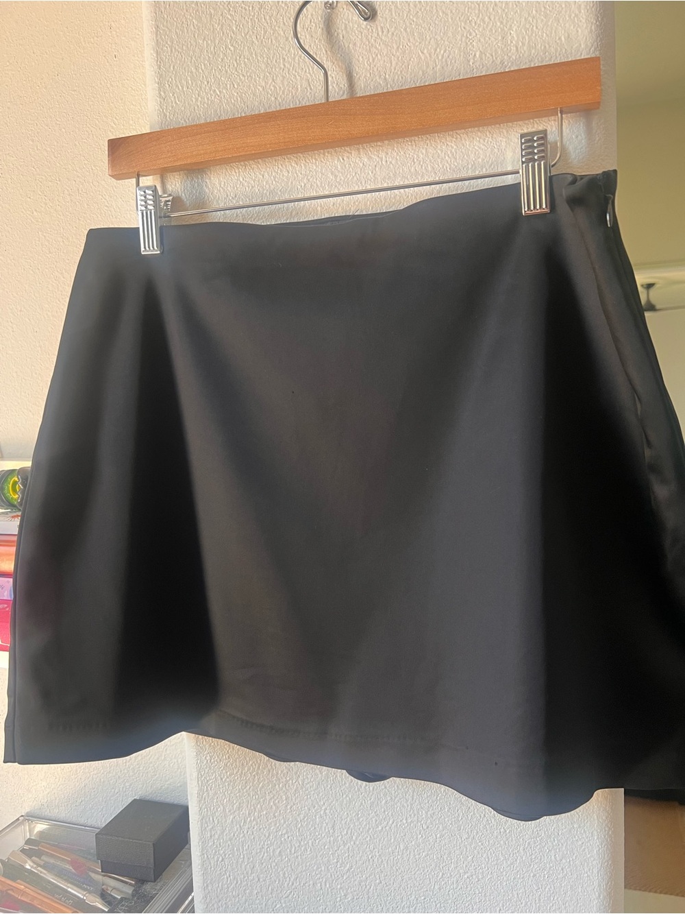 Abercrombie & Fitch Scarlet Black Satin Mini Sculpt Skort